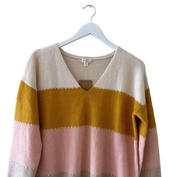 Mason & Belle Multi Color Long Sleeves Soft V-Neck Bohemian Festival SZ M # 1869 - Picture 2 of 12